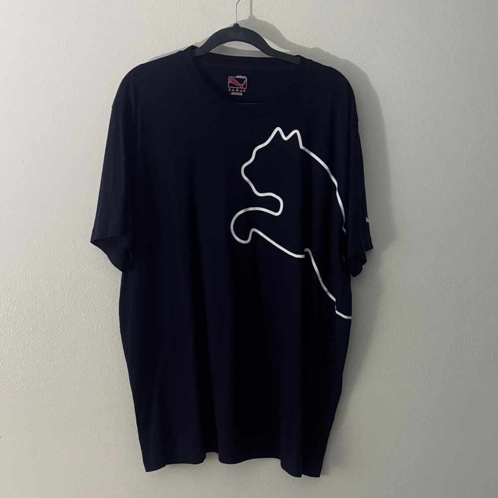 Puma Black T-Shirt with White Cat Outline